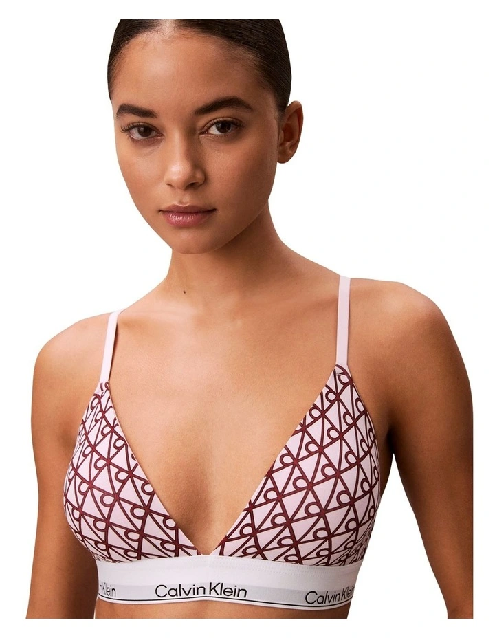 Cotton Modal Lightly Lined Triangle Bralette in Pink image 3
