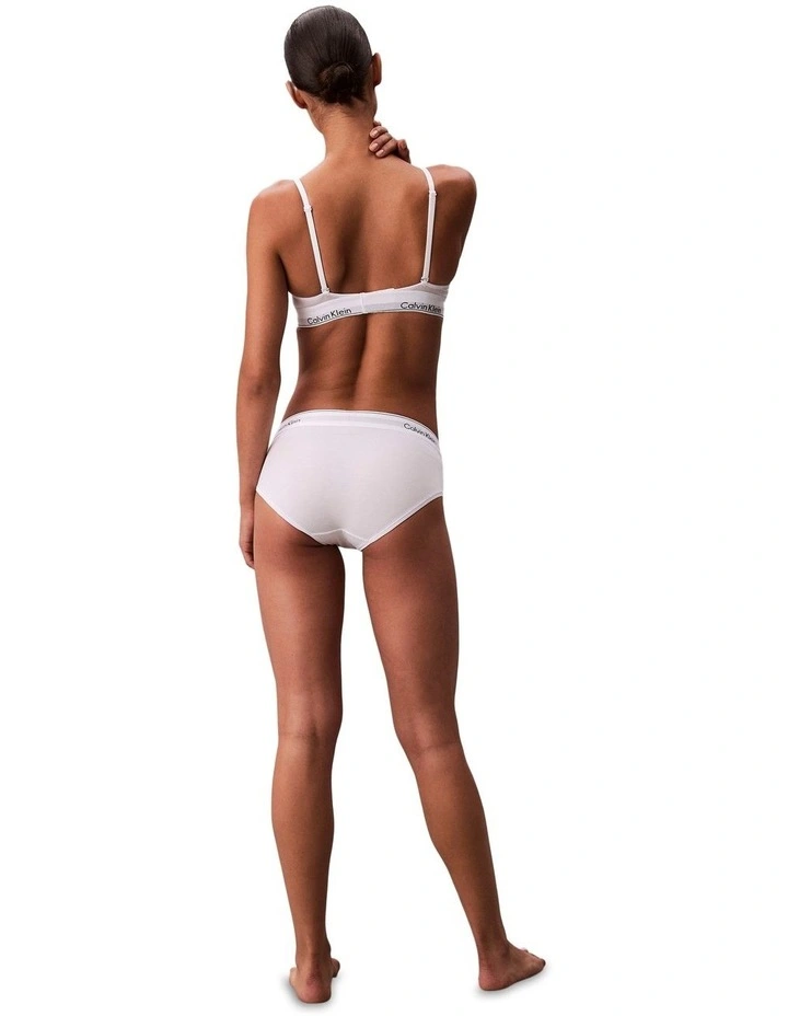 Icon Cotton Modal Lightly Lined Triangle Bralette in White image 2