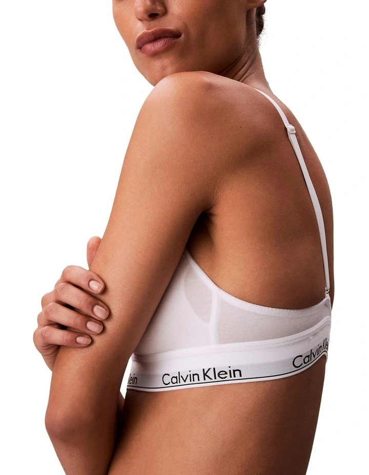 Icon Cotton Modal Lightly Lined Triangle Bralette in White image 3