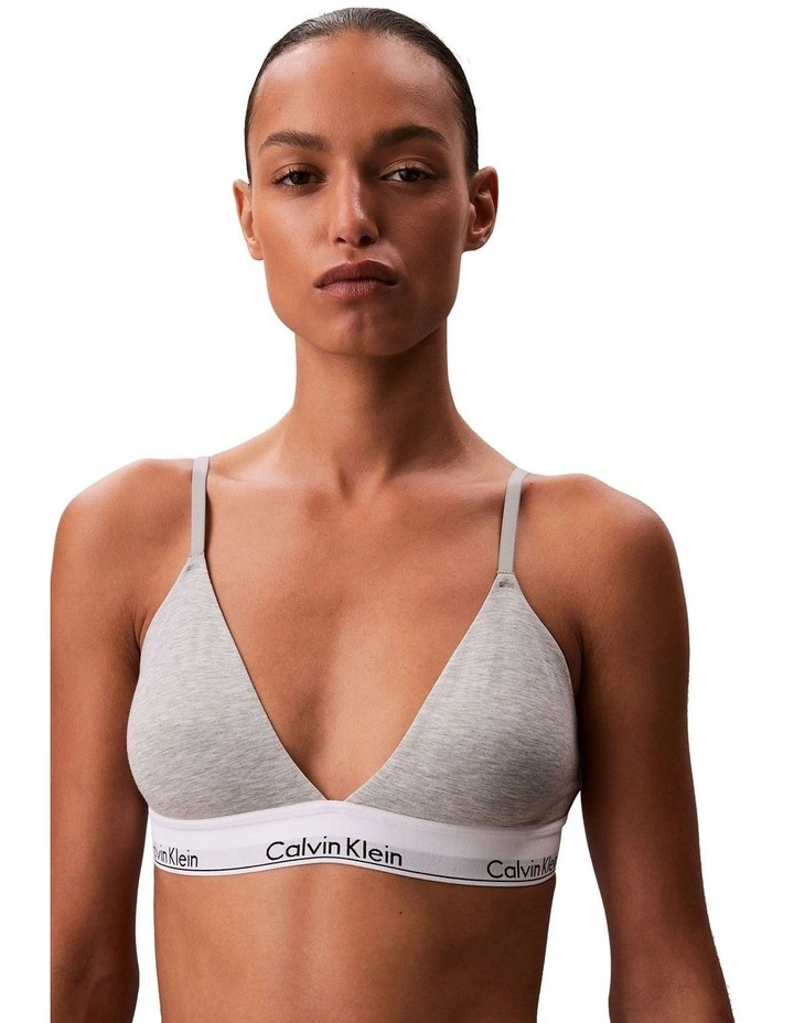 Icon Cotton Modal Lightly Lined Triangle Bralette in Grey image 1