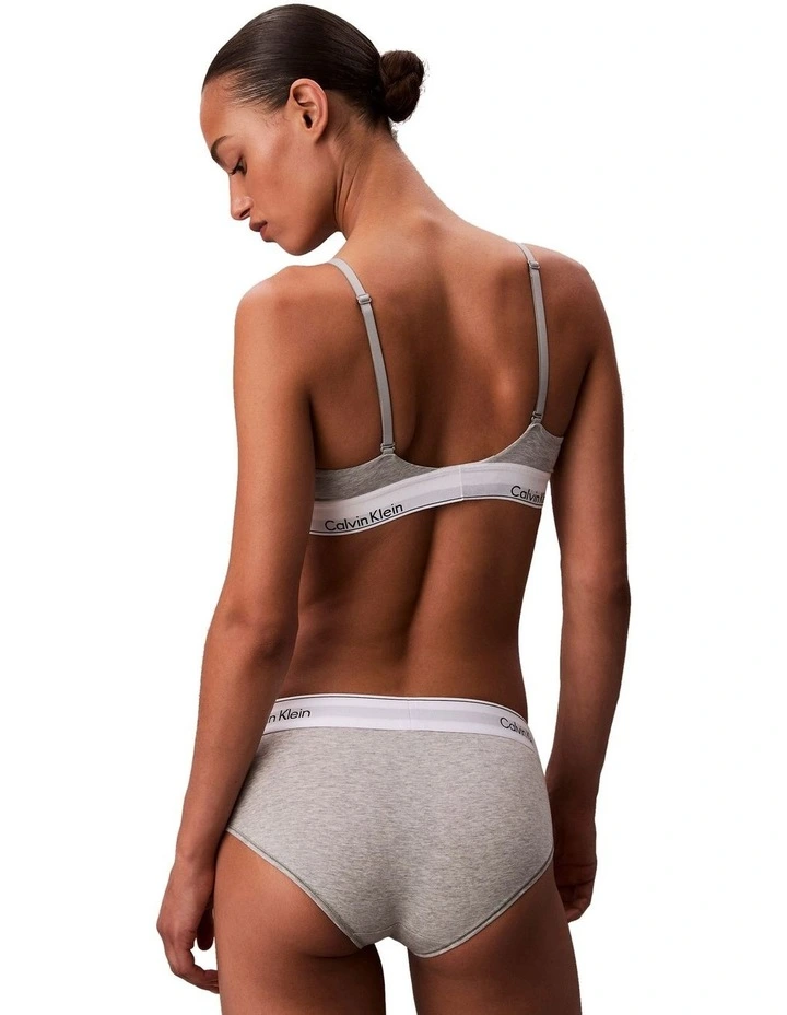 Icon Cotton Modal Lightly Lined Triangle Bralette in Grey image 2