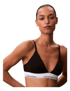 Icon Cotton Modal Lightly Lined Triangle Bralette in Black