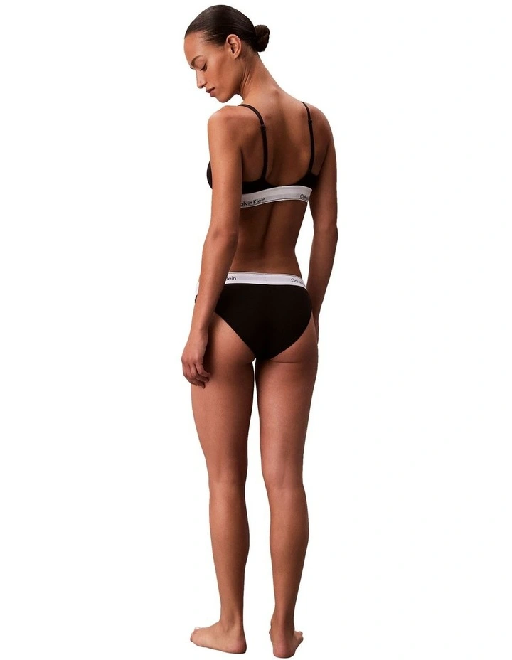 Icon Cotton Modal Lightly Lined Triangle Bralette in Black image 2