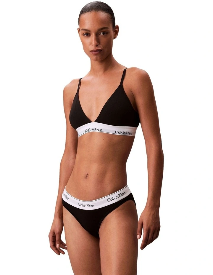 Icon Cotton Modal Lightly Lined Triangle Bralette in Black image 3