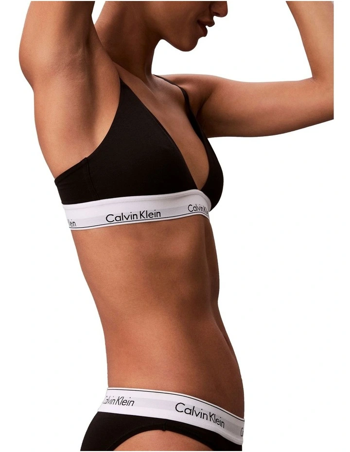 Icon Cotton Modal Lightly Lined Triangle Bralette in Black image 4