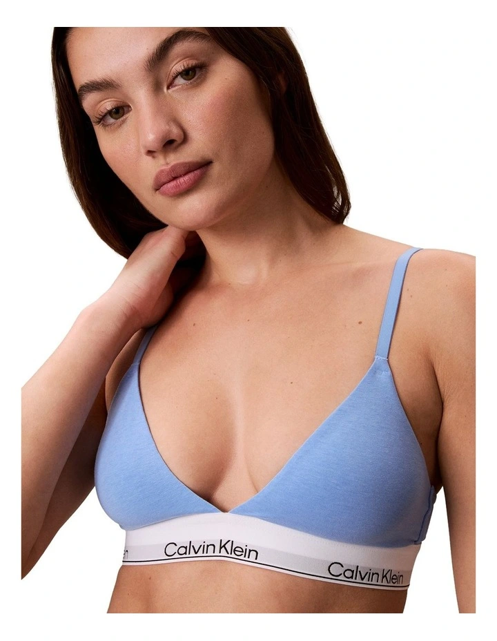 Icon Cotton Modal Lightly Lined Triangle Bra in Blue Descent image 1