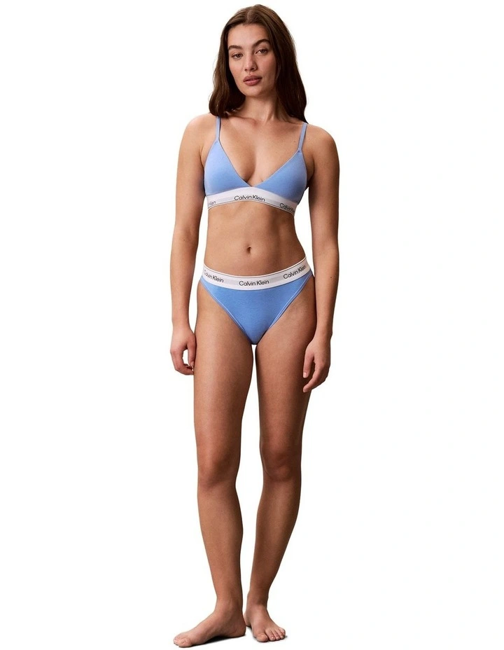 Icon Cotton Modal Lightly Lined Triangle Bra in Blue Descent image 4