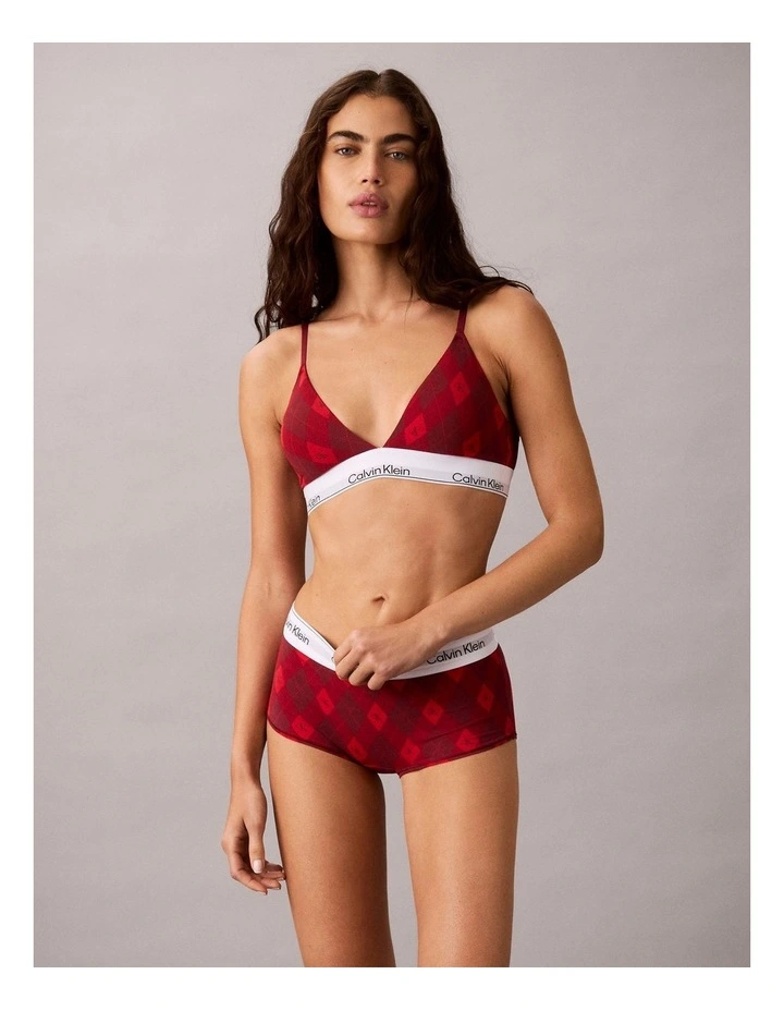 Icon Cotton Modal Lightly Lined Triangle Bralette in Argyle 25 Small Esta image 2