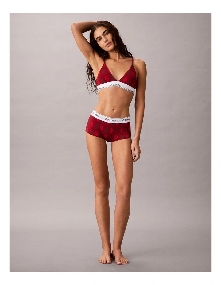 Icon Cotton Modal Lightly Lined Triangle Bralette in Argyle 25 Small Esta image 4
