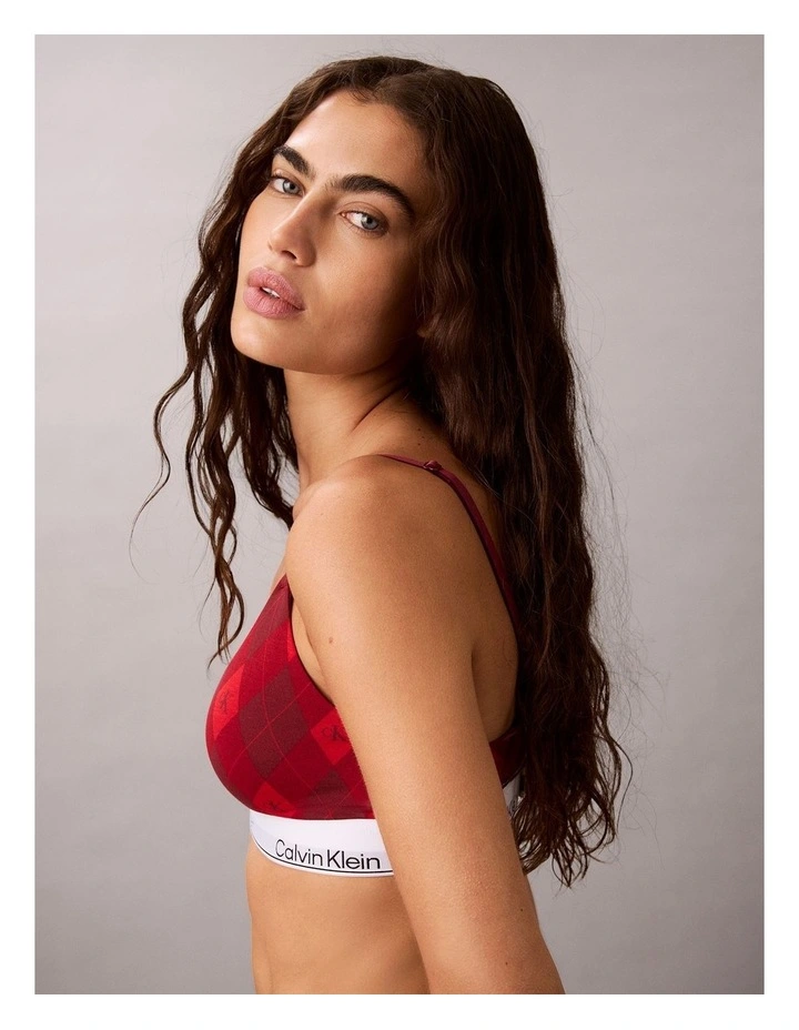 Icon Cotton Modal Lightly Lined Triangle Bralette in Argyle 25 Small Esta image 5