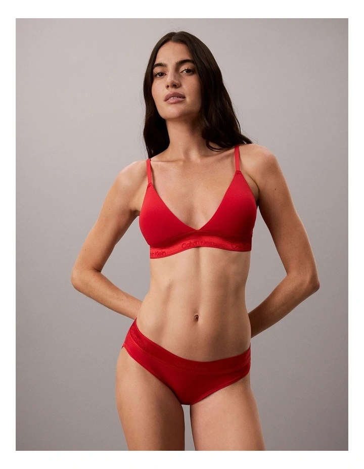 Icon Cotton Modal Metallic Lightly Lined Triangle Bralette in Goji Berry image 2