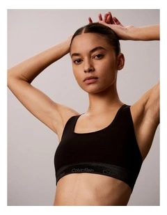 Icon Cotton Modal Metallic Unlined Bralette in Black