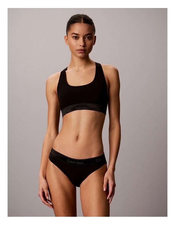 Icon Cotton Modal Metallic Unlined Bralette in Black image 2