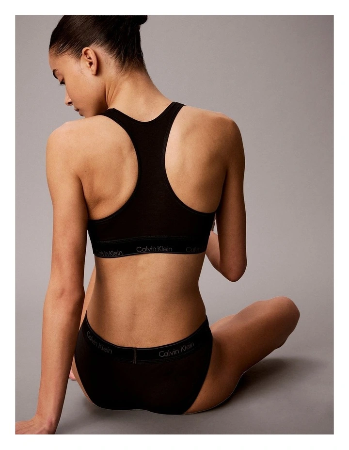 Icon Cotton Modal Metallic Unlined Bralette in Black image 3