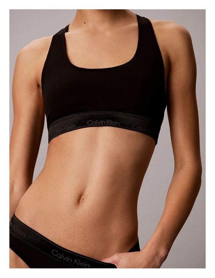 Icon Cotton Modal Metallic Unlined Bralette in Black image 4