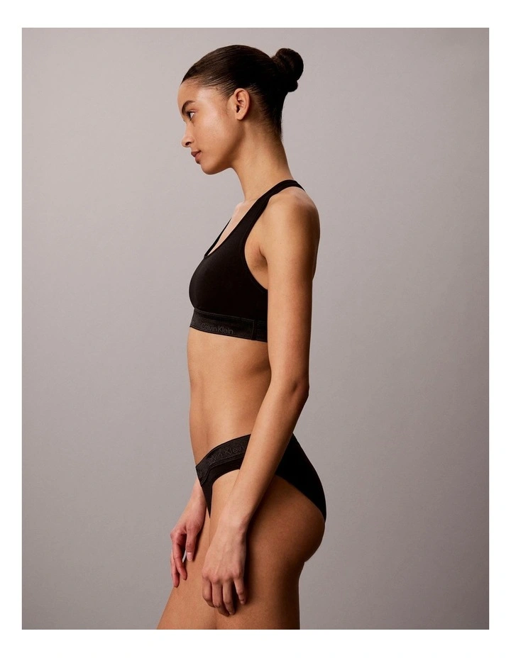 Icon Cotton Modal Metallic Unlined Bralette in Black image 5