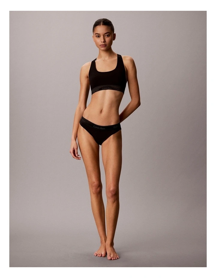 Icon Cotton Modal Metallic Unlined Bralette in Black image 6