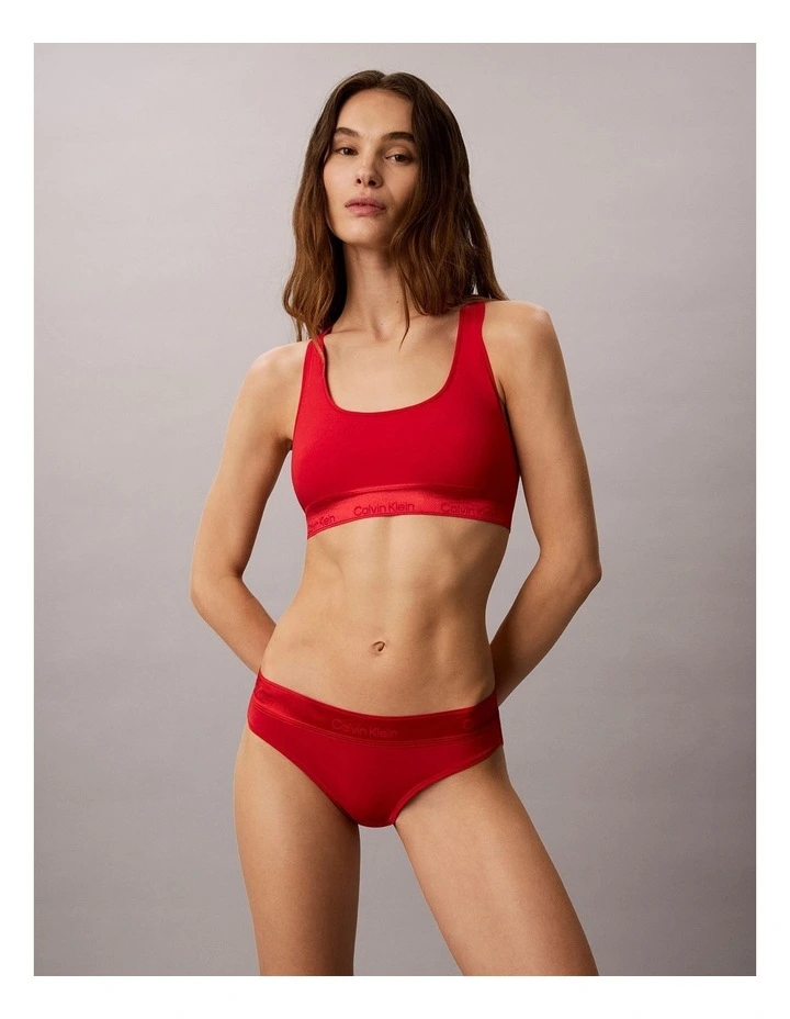 Icon Cotton Modal Metallic Unlined Bralette in Goji Berry image 2