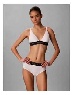 Icon Cotton Modal Script Triangle Bra in Classic White