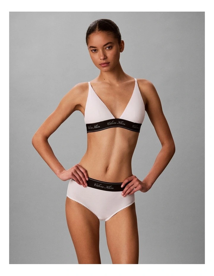 Icon Cotton Modal Script Triangle Bra in Classic White image 1