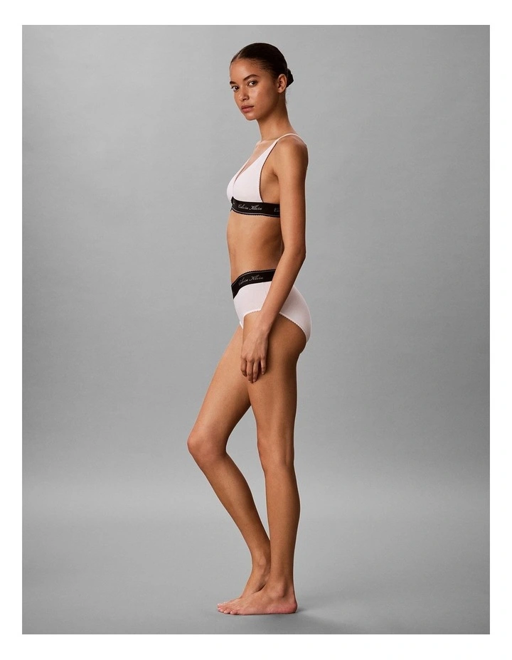 Icon Cotton Modal Script Triangle Bra in Classic White image 3