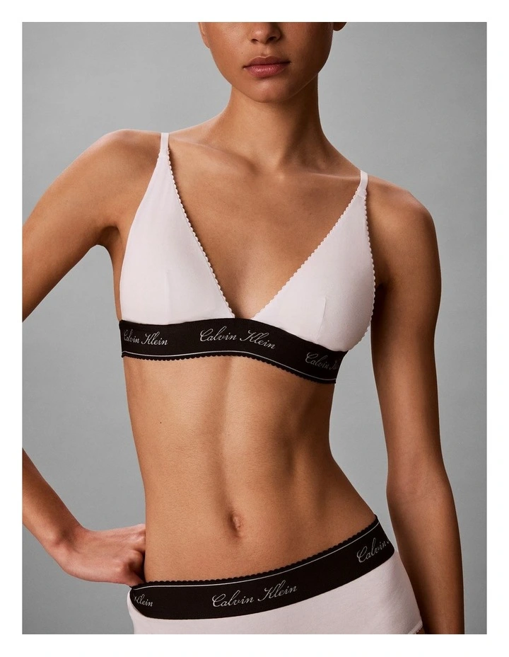 Icon Cotton Modal Script Triangle Bra in Classic White image 4
