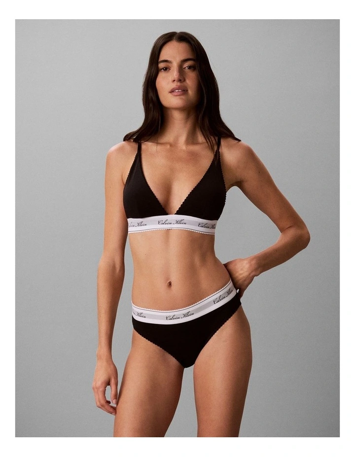Icon Cotton Modal Script Triangle Bra in Black image 1
