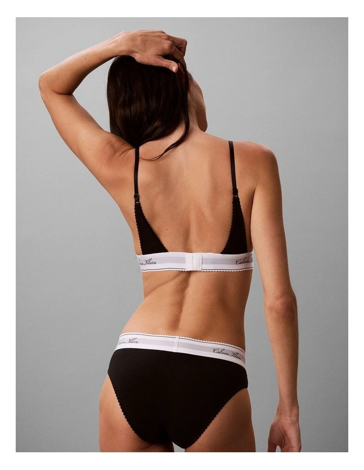 Icon Cotton Modal Script Triangle Bra in Black image 2