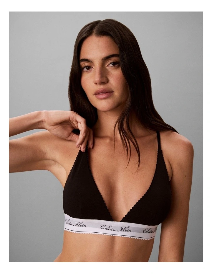 Icon Cotton Modal Script Triangle Bra in Black image 3