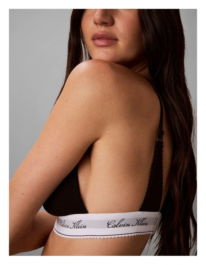 Icon Cotton Modal Script Triangle Bra in Black image 4