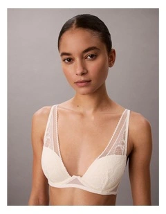SIGNATURE STRETCH LACE LIGHTLY LINED PLUNGE IVORY