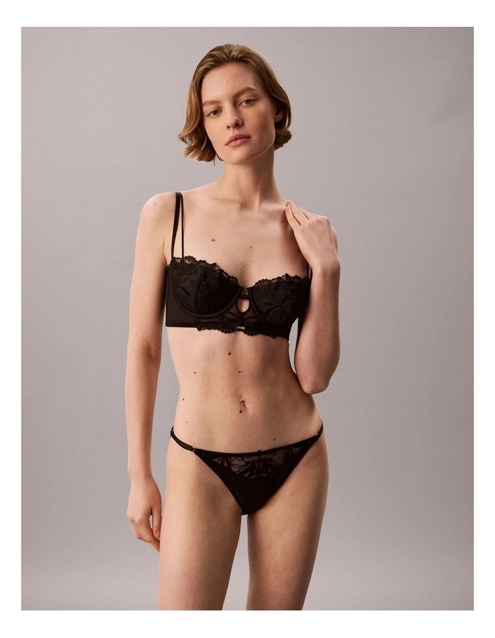 CK BLACK FLORAL LACE LIGHTLY LINED BALCONETTE BLACK image 3