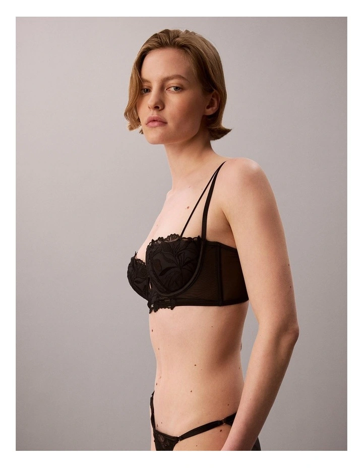 CK BLACK FLORAL LACE LIGHTLY LINED BALCONETTE BLACK image 4