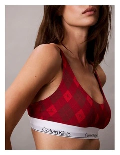 ICON COTTON MODAL LIGHTLY LINED BRALETTE ARGYLE 25 SMALL ESTABLISHED RED