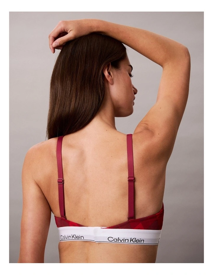 ICON COTTON MODAL LIGHTLY LINED BRALETTE ARGYLE 25 SMALL ESTABLISHED RED image 2