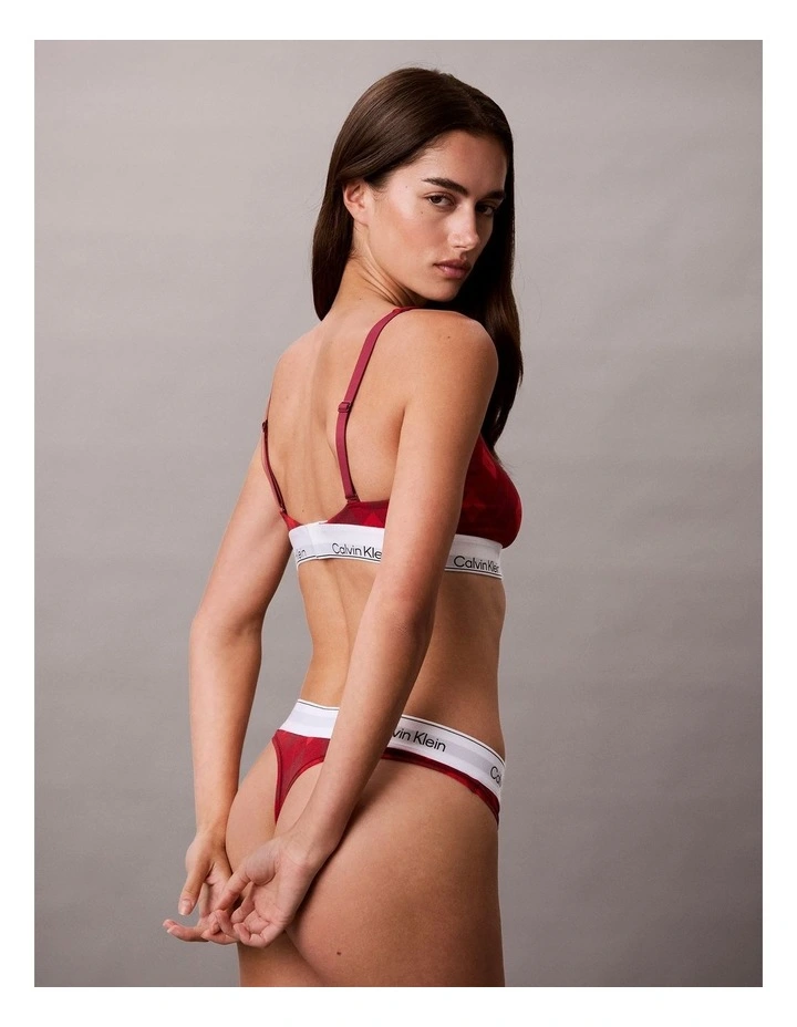 ICON COTTON MODAL LIGHTLY LINED BRALETTE ARGYLE 25 SMALL ESTABLISHED RED image 4
