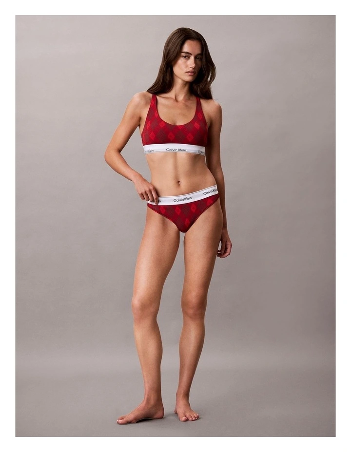 ICON COTTON MODAL LIGHTLY LINED BRALETTE ARGYLE 25 SMALL ESTABLISHED RED image 5