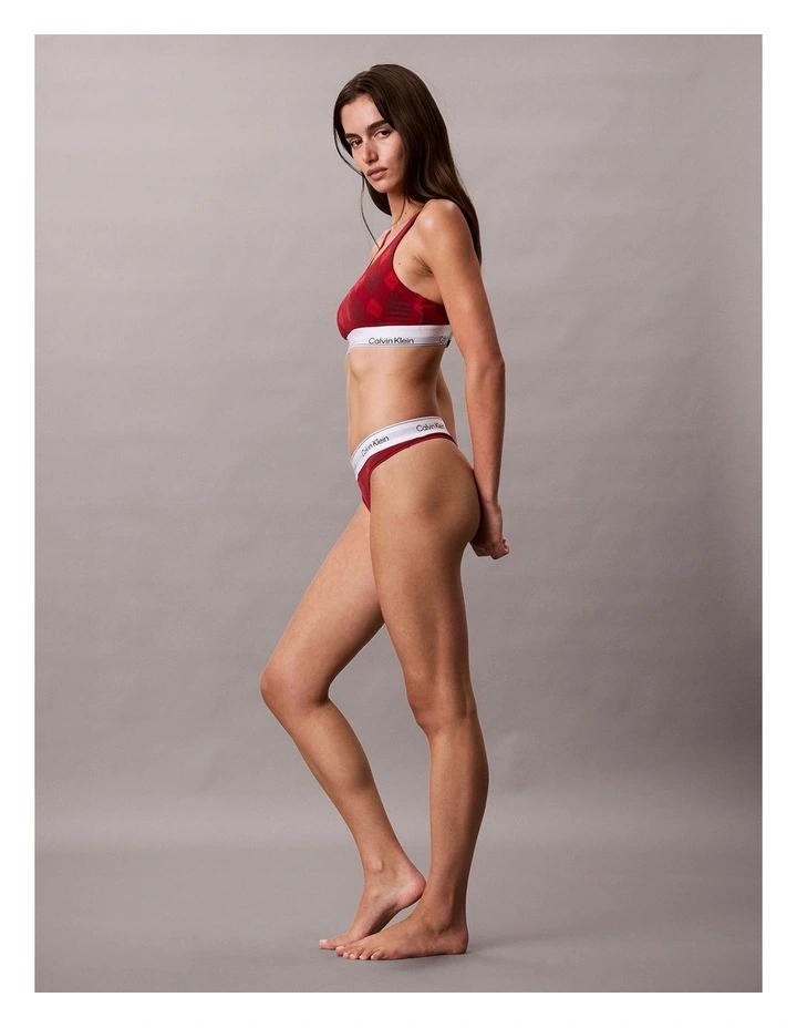 ICON COTTON MODAL LIGHTLY LINED BRALETTE ARGYLE 25 SMALL ESTABLISHED RED image 6