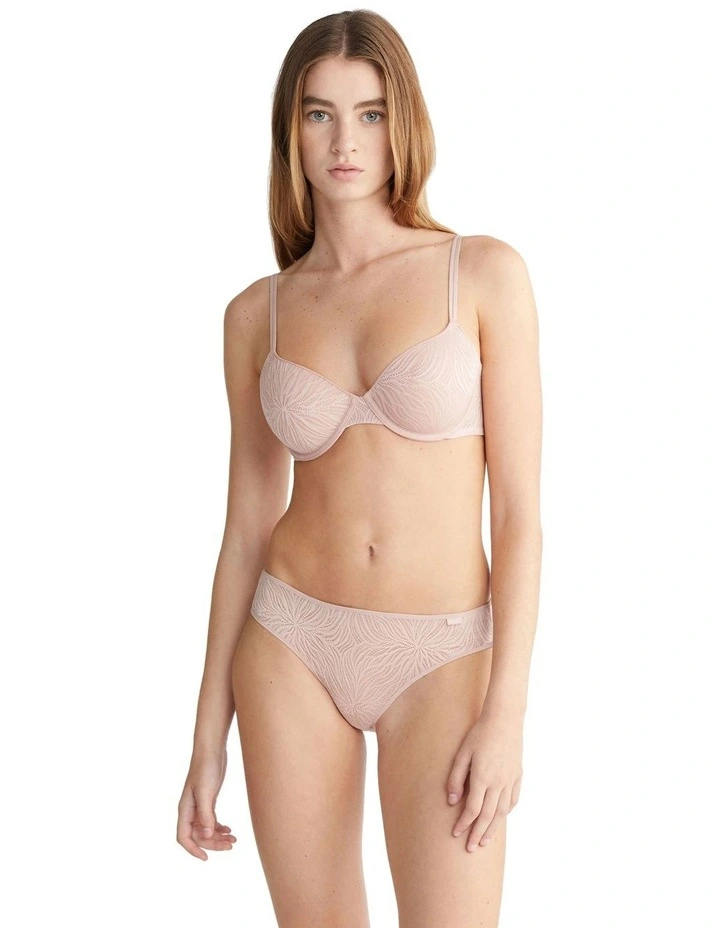 Sheer Marquisette With Lace Bikini in Beige image 1