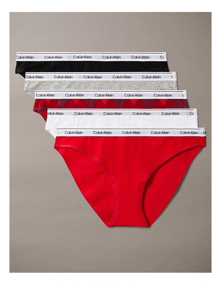 Icon Logo 5 Pack Low Rise Bikini Briefs in Blackgrey Heatherarg image 1