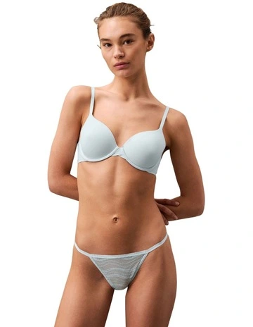 Allover Lace String Bikini in Sky Blue