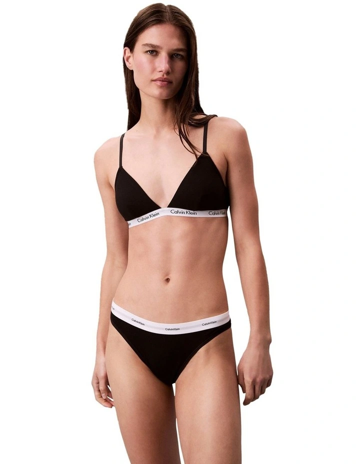 Cotton Stretch Rib Bikini Brief in Black image 1