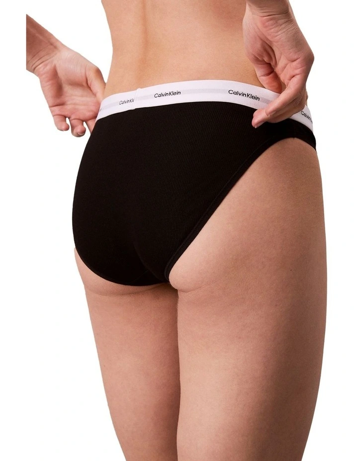Cotton Stretch Rib Bikini Brief in Black image 4