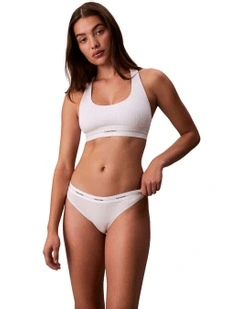 Cotton Stretch Rib Bikini Brief in White
