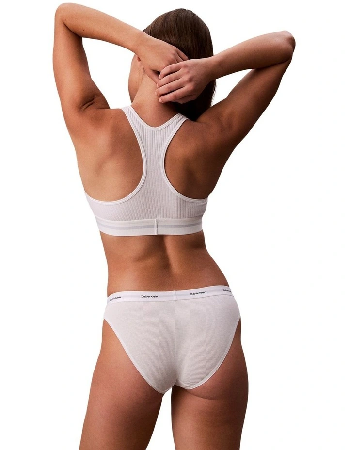 Cotton Stretch Rib Bikini Brief in White image 2
