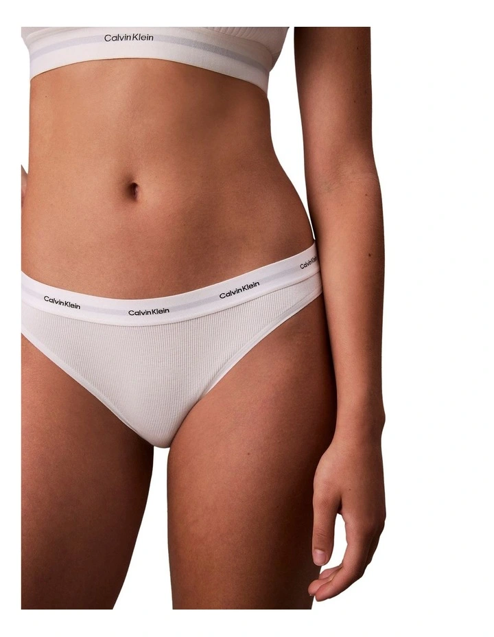 Cotton Stretch Rib Bikini Brief in White image 3