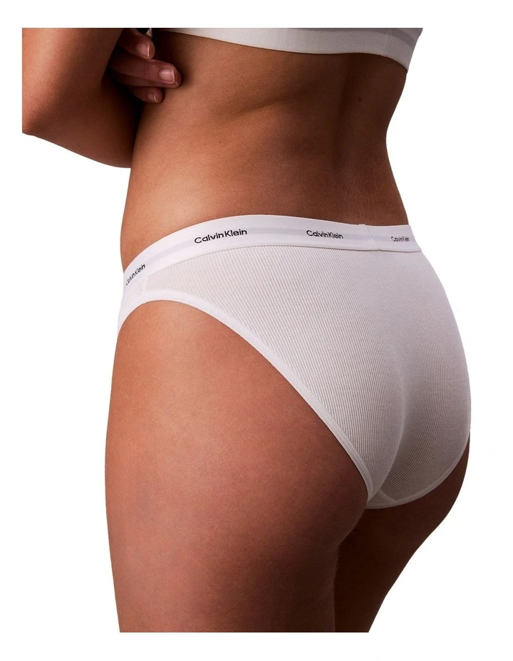 Cotton Stretch Rib Bikini Brief in White image 4