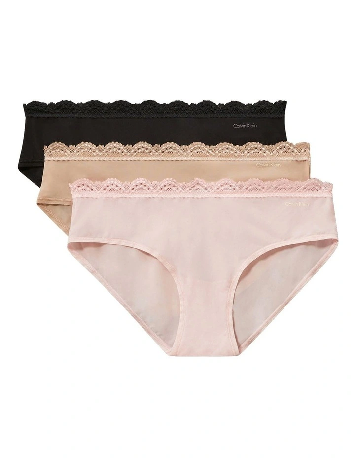 Micro Stretch With Lace Hipster Briefs Pack Of 3 in Assorted image 1