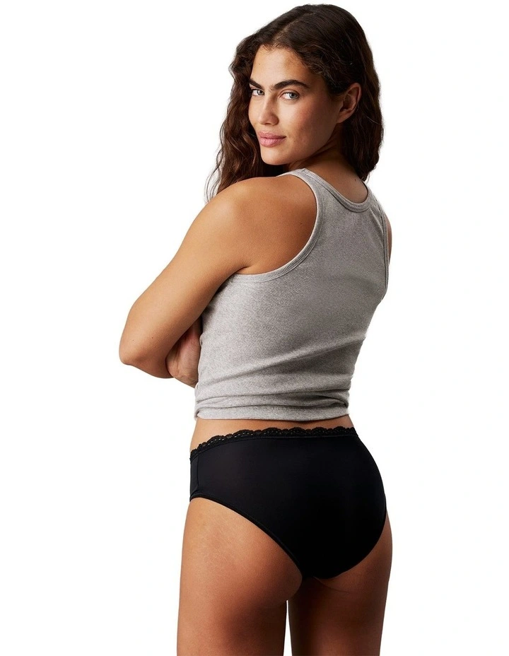 Microfiber Stretch With Lace Hipster Briefs 3 Pack in Black image 3
