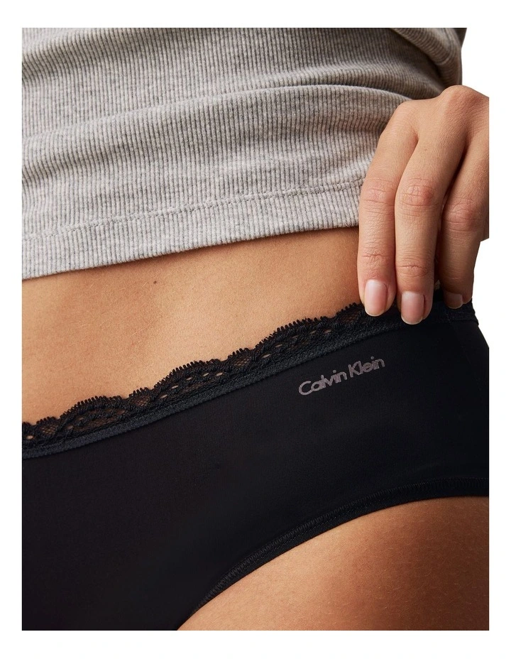 Microfiber Stretch With Lace Hipster Briefs 3 Pack in Black image 4